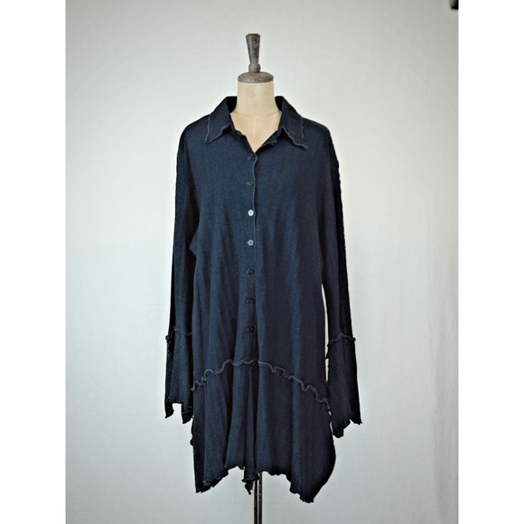 Gizelle Shepatin Jackets & Blazers - Giselle Shepatin Navy Blue Herringbone Knit Jacket Womens XL #5-0169 Art To Wear